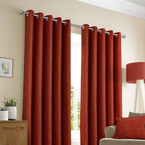Amberley Eyelet, Terracotta - Ready Made Curtains - Image 3
